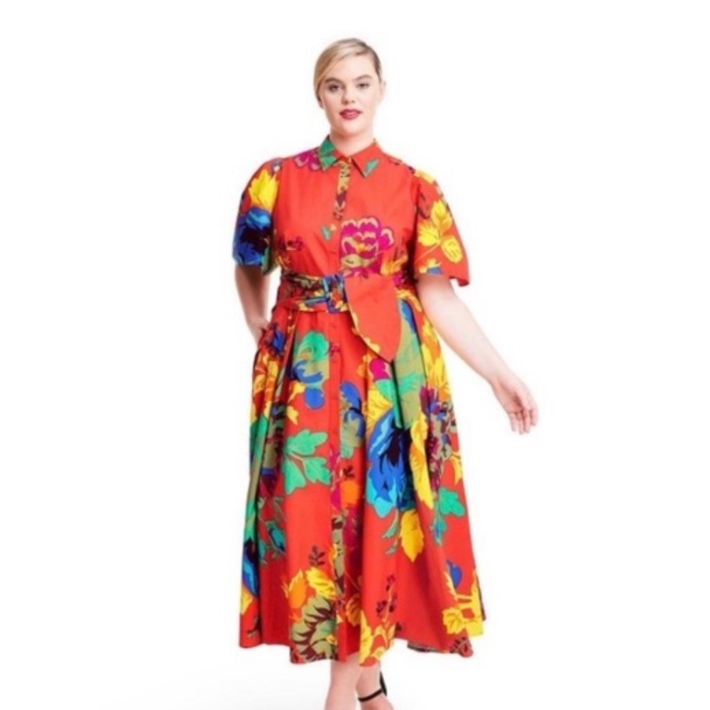 Christopher John Rogers x Target Floral Puff Sleeve Shirtdress Size 12